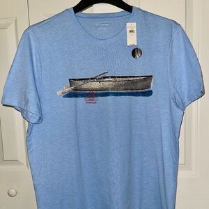 NWT J Crew Light Blue Men's Boat Graphic Tee T Shirt Size Large